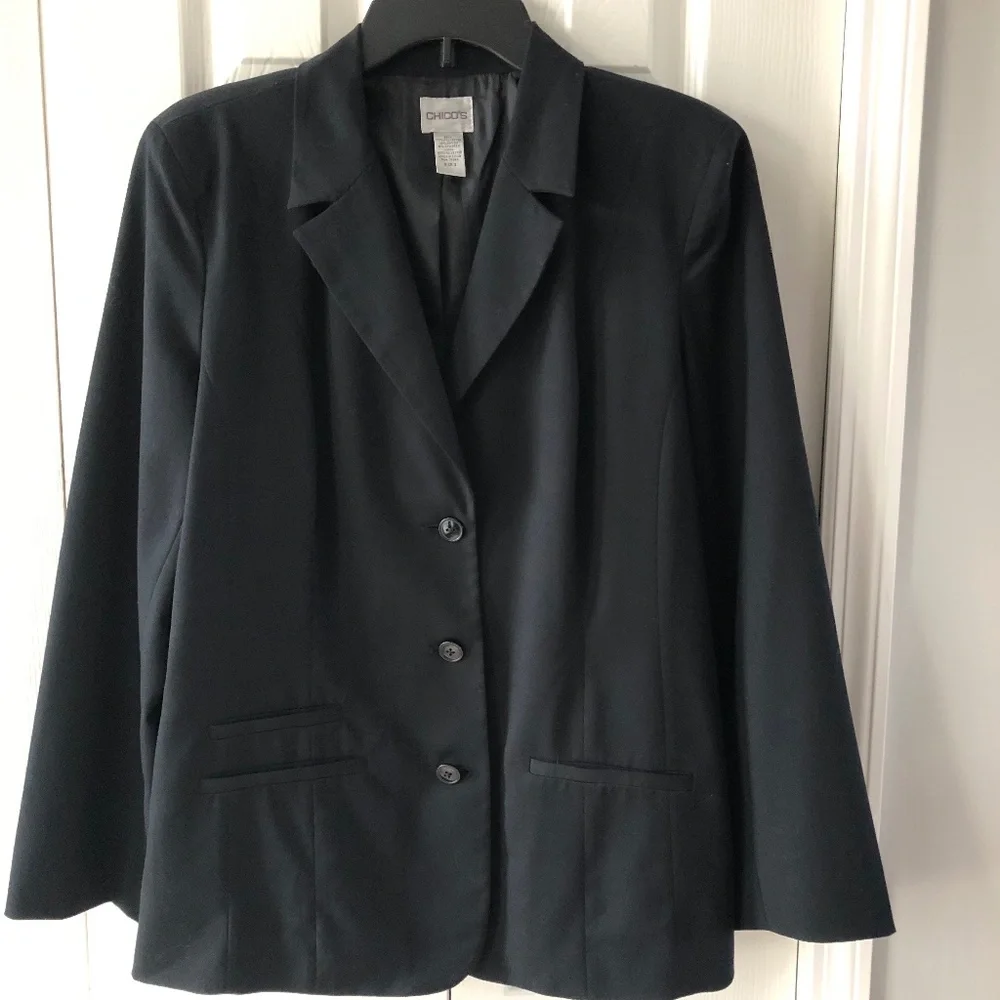 Chico's, Womens Blazer, Size 2 = 12, EUC, Black - Picture 1 of 6